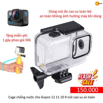 Cage chống nước cho Gopro 12 11 10 9 nút cao su an toàn