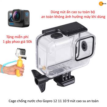 Cage chống nước cho Gopro 12 11 10 9 nút cao su an toàn