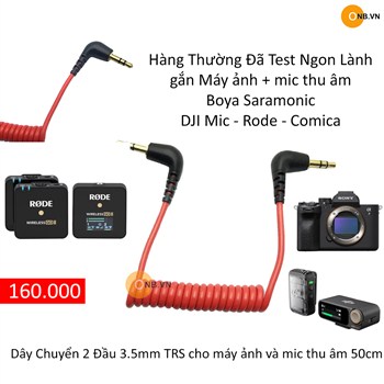 Dây Chuyển 2 Đầu 3.5mm TRS cho máy ảnh và mic thu âm 50cm