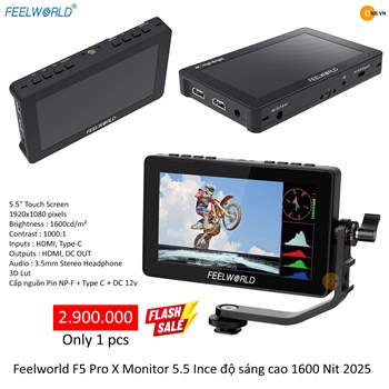 Feelworld F5 Pro X Monitor 5.5 Ince độ sáng cao 1600 Nit 2025