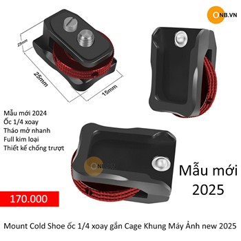 Mount Cold Shoe ốc 1/4 xoay gắn Cage Khung Máy Ảnh 2025