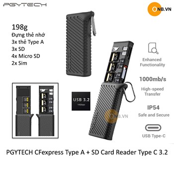 PGYTECH CFexpress Đọc Thẻ Type A và SD Card Reader cổng Type C 3.2