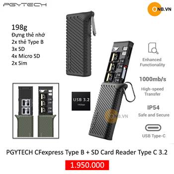 PGYTECH CFexpress Đọc Thẻ Type B và SD Card Reader Cổng Type C 3.2