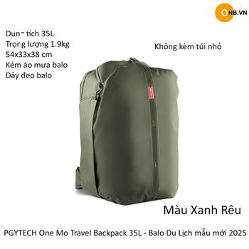 PGYTECH One Mo Travel Backpack 35L - Balo Du Lịch mẫu mới 2025 màu xanh rêu