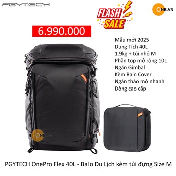 PGYTECH OnePro Flex 40L - Balo Du Lịch kèm túi đựng Size M kèm túi đựng Size M