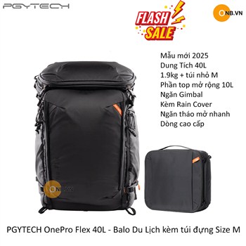 PGYTECH OnePro Flex 40L - Balo Du Lịch kèm túi đựng Size M kèm túi đựng Size M