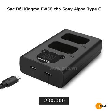 Kingma Sạc đôi pin Sony FZ100 và FW50 - Type C đồng giá 200k