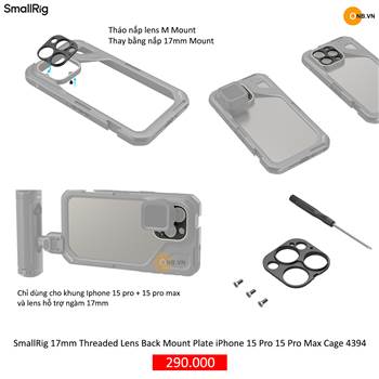 SmallRig 17mm Threaded Lens Back Mount Plate iPhone 15 Pro 15 Pro Max Cage 4394