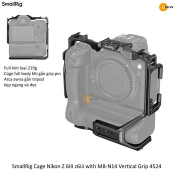 SmallRig Cage for Nikon Z 6III with MB-N14 Vertical Grip 4524