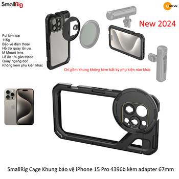 SmallRig Cage Khung bảo vệ iPhone 15 Pro 4396b kèm adapter 67mm