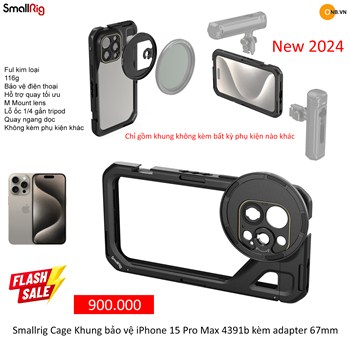 Smallrig Cage Khung bảo vệ iPhone 15 Pro Max 4391b kèm adapter 67mm