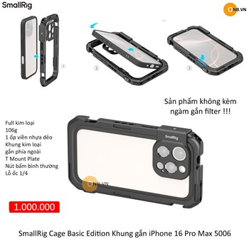 SmallRig Cage Khung hỗ trợ quay iPhone 16 Pro Max 5006