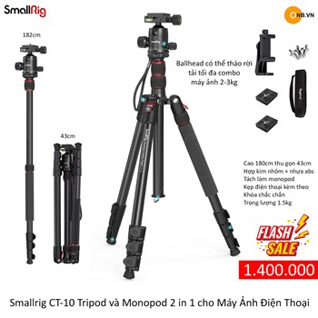 Smallrig CT-10 CT10 Tripod Monopod Máy Ảnh và Điện Thoại 3935