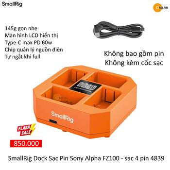 SmallRig Dock Sạc Pin Sony Alpha FZ100 - Sạc 4 pin 4839