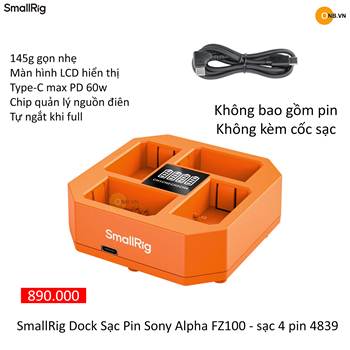 SmallRig Dock Sạc Pin Sony Alpha FZ100 - Sạc 4 pin 4839