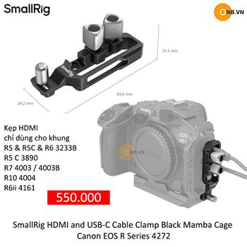 SmallRig HDMI and USB-C Cable Clamp Black Mamba Cage Canon EOS R Series 4272