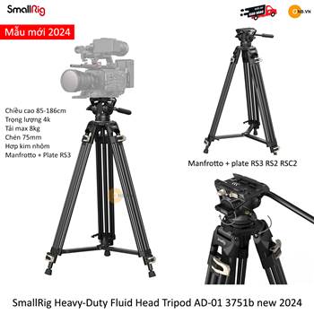 Small Heavy-Duty Fluid Head Tripod AD-01 3751b bản mới 2024
