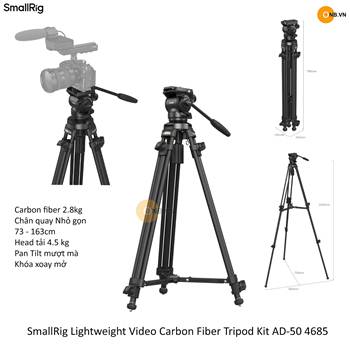 SmallRig Lightweight Video Carbon Fiber Tripod Kit AD-50 4685