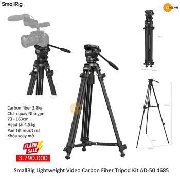 SmallRig Lightweight Video Carbon Fiber Tripod Kit AD-50 4685