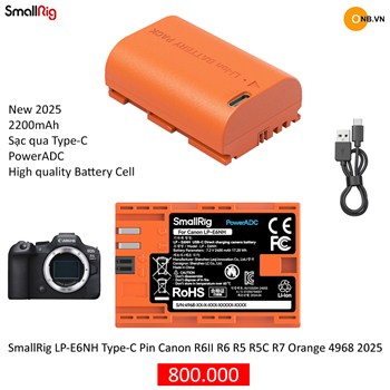 SmallRig LP-E6NH Type-C Pin Canon R6II R6 R5 R5C R7 Orange 4968 2025