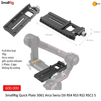 SmallRig Quick Plate 3061 Arca Swiss DJI RS4 RS3 RS2 RSC2 S 