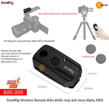 SmallRig Remote Điều Khiển Máy Ảnh Sony Alpha 3902