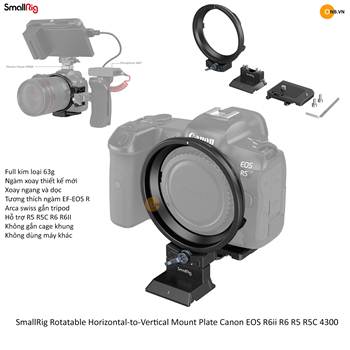 SmallRig Rotatable Horizontal-to-Vertical Mount Plate Canon EOS R6ii r6 r5 r5c 4300