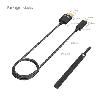 SmallRig Ultra-Slim 4K HDMI Data Cable Micro HDMI to HDMI 100cm 4795