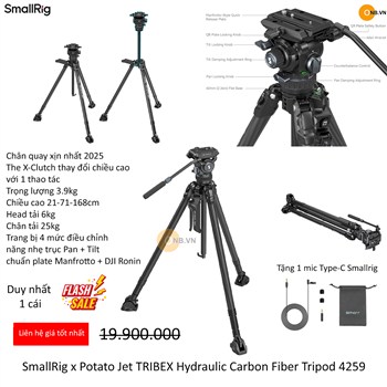 SmallRig x Potato Jet TRIBEX Hydraulic Carbon Fiber Tripod 4259 - Sale 1 cây