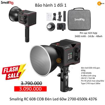 SmallRig RC 60B Đèn led Mini 2700-6500k pin 40 phút 4376 4247 AC