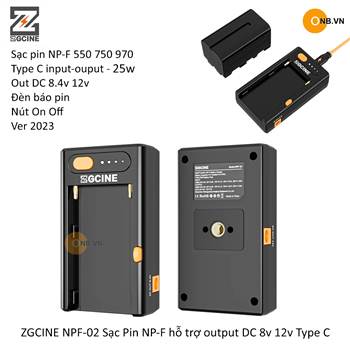 ZGCINE NPF-02 Sạc Pin NP-F 970 hỗ trợ output DC 8v 12v Type C