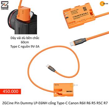 ZGCINE Type C Pin Dummy cho LP-E6NH máy ảnh Canon