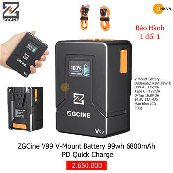 ZGCine V99 V-Mount Battery 99wh 6800mAh PD Quick Charge